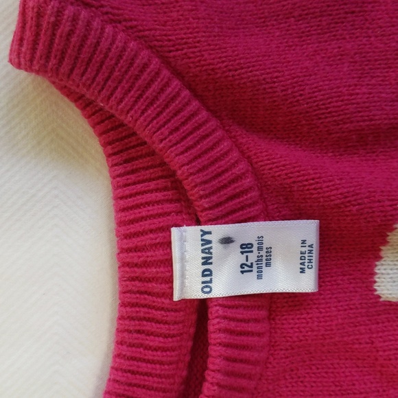 old navy winter bunny cotton knit crewneck sweater 12-18 months baby girl - Picture 3 of 7